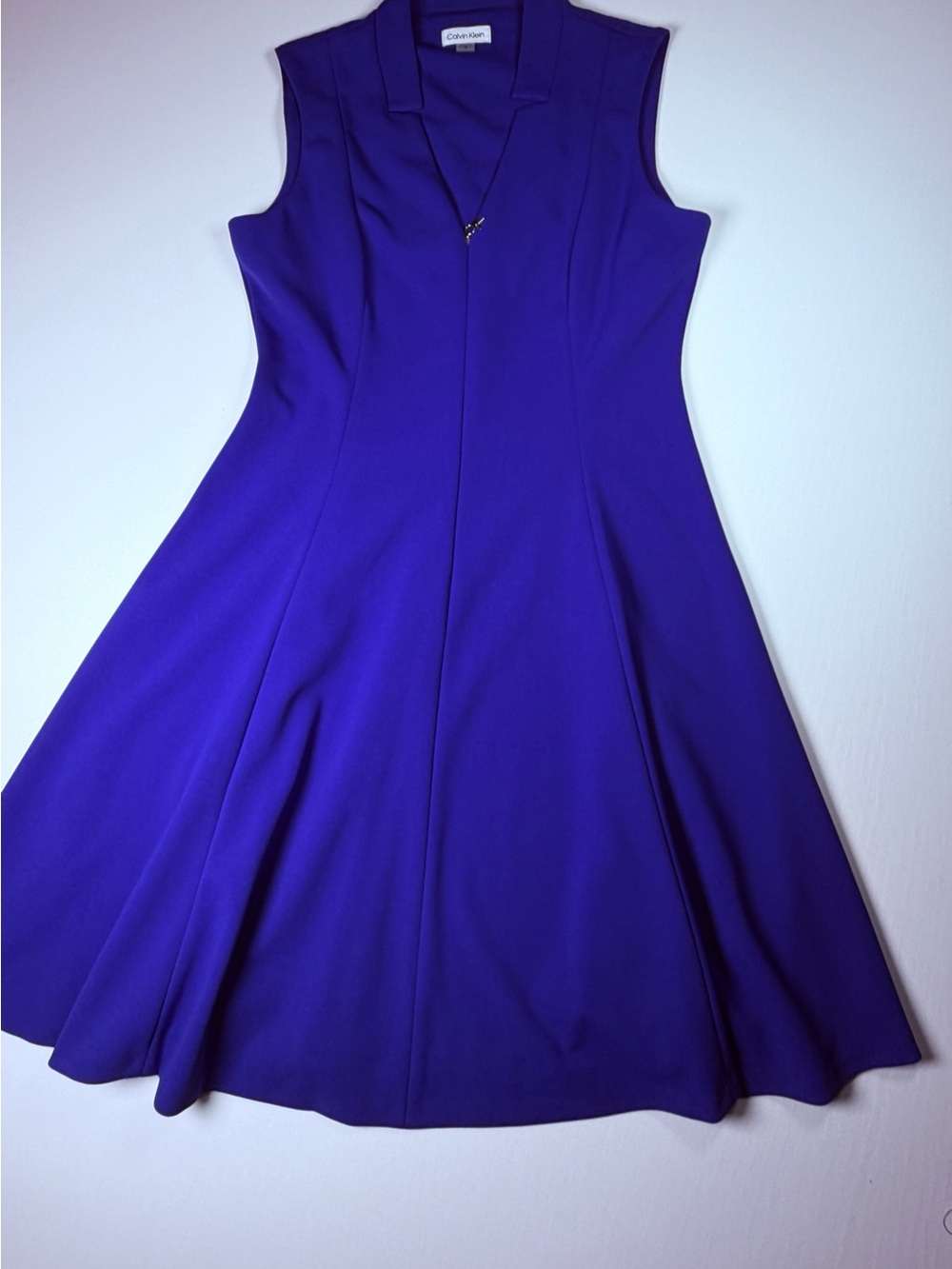 Calvin Klein Sleeveless Royal Purple Fit-and-Flare Midi Dress